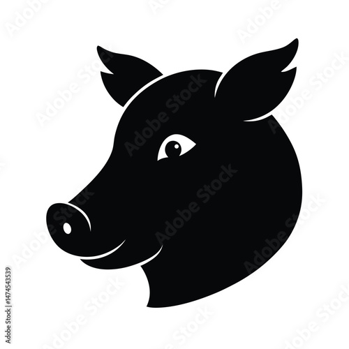 pig black head silhouette 
