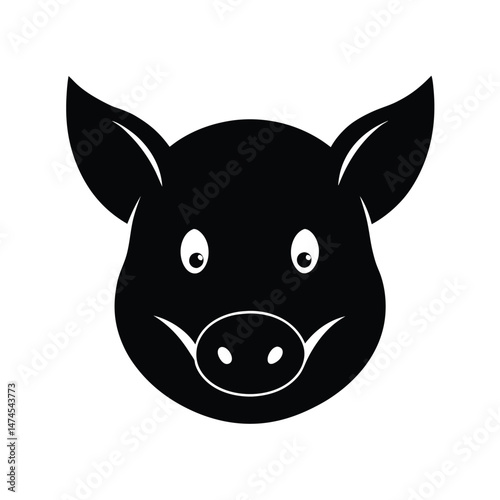 pig black head silhouette 