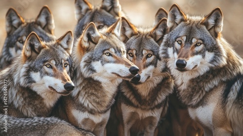 Wolf pack gathering in nature's embrace wildlife photography serene environment close-up view animal behavior