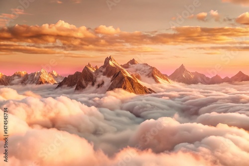 Majestic Dawn Mountain Range: Serene Sunrise Landscape Photography