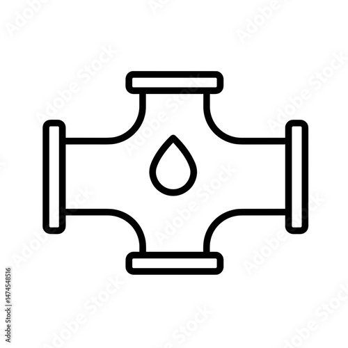 Oil pipeline joint icon in minimalist style with simple lines  