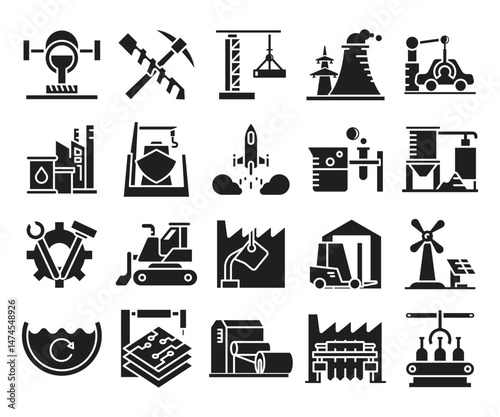 heavy industry icons set vector illustration