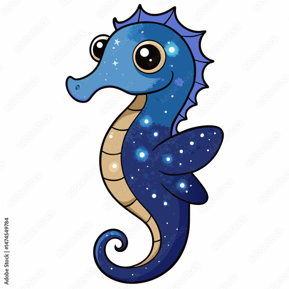 Fototapeta premium Astral Seahorse Fantasy Vector Art