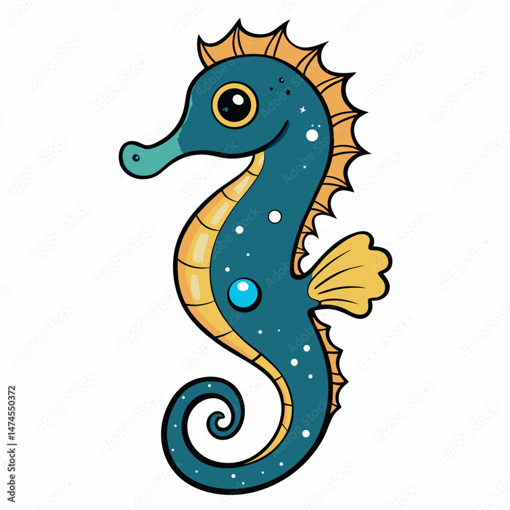 Fototapeta premium Astral Seahorse Fantasy Vector Art