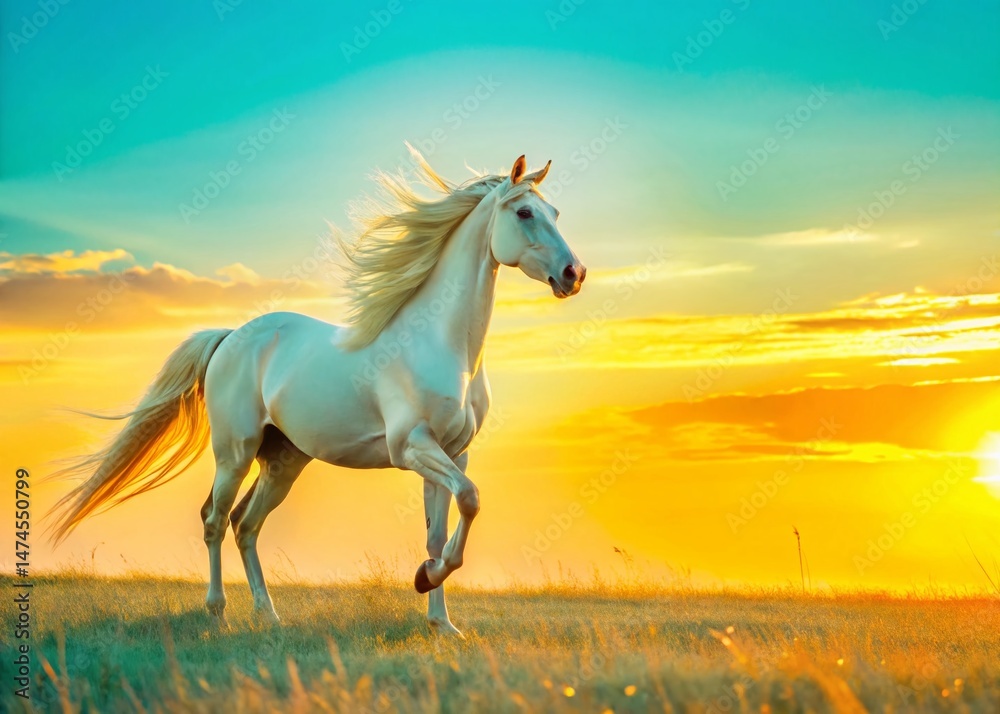 Fototapeta premium Majestic Silhouette of a Horse at Sunset - Stunning Equestrian Stock Photo