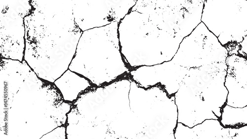 Black and white cracked wall with rough peeling texture Texture soil dry crack Sketch crack texture. Ground cracks background.