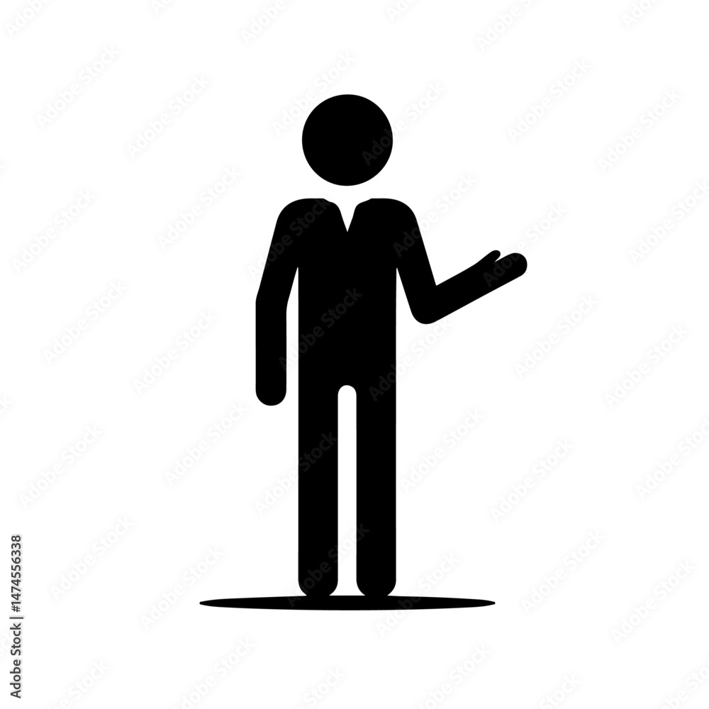 Waving Person Silhouette for Greeting and Communication Design Waving Person Silhouette for Greeting and Communication Design