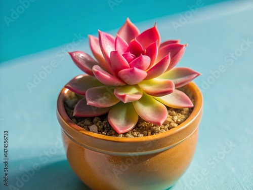 Miniature Pink Succulent Garden, Tilt-Shift Photography, Close-Up