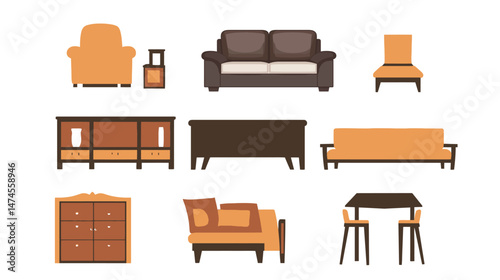 Modern flat living room interior with minimalist furniture, soft neutral tones, cozy decor elements, and natural lighting, creating a comfortable and stylish urban home environment.