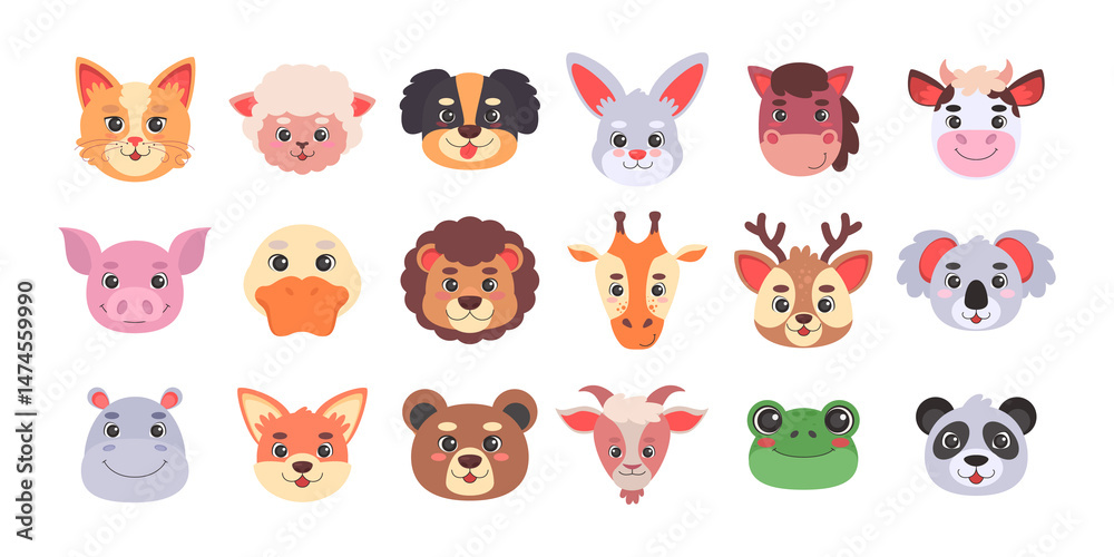 Fototapeta premium 42 - Animals head and cards