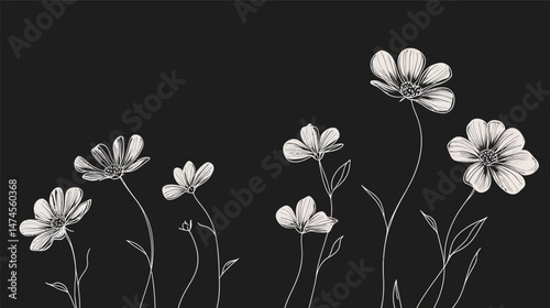 Masterful hand drawing of intricate pencil white line art, showcasing detailed and delicate sketching techniques on a clean background, perfect for artistic and creative design concepts
