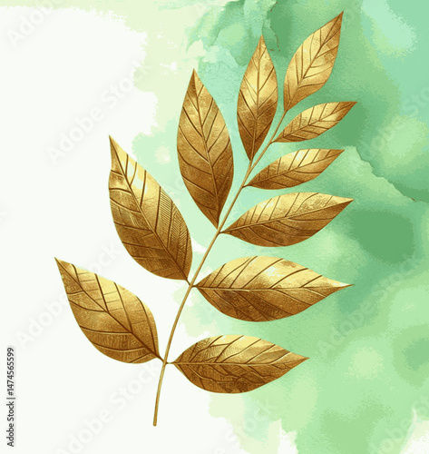 Molten Brushstrokes golden leaves isolated watercolor vector illustration svg
