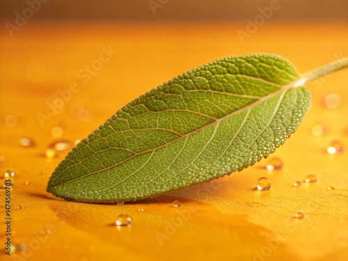 Mystical Sage Leaf:  Close-up Macro Photography of Aromatic Herb