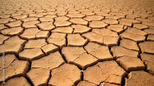 Cracked dry brown earth after drought or heatwave, wallpaper for climate change disaster