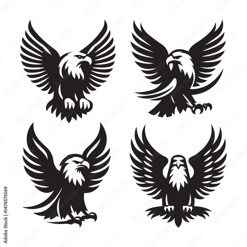 Fototapeta premium Black Eagle Icons Vector Set