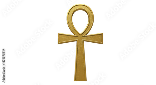 Isolated Golden Ankh Symbol