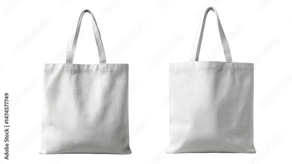 Simple white tote bags with transparent background for various uses Simple white tote bags with transparent background for various uses