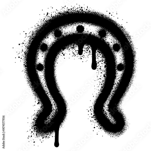 Spray Painted Graffiti Horseshoe icon Sprayed isolated with a white background.