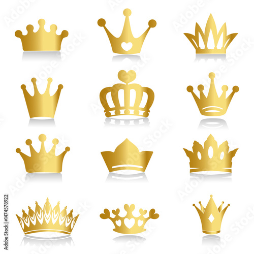 Decorative crowns, golden