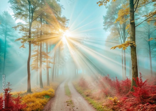 Panoramic Enchanting Fog & Light Journey: Mystical Forest Path