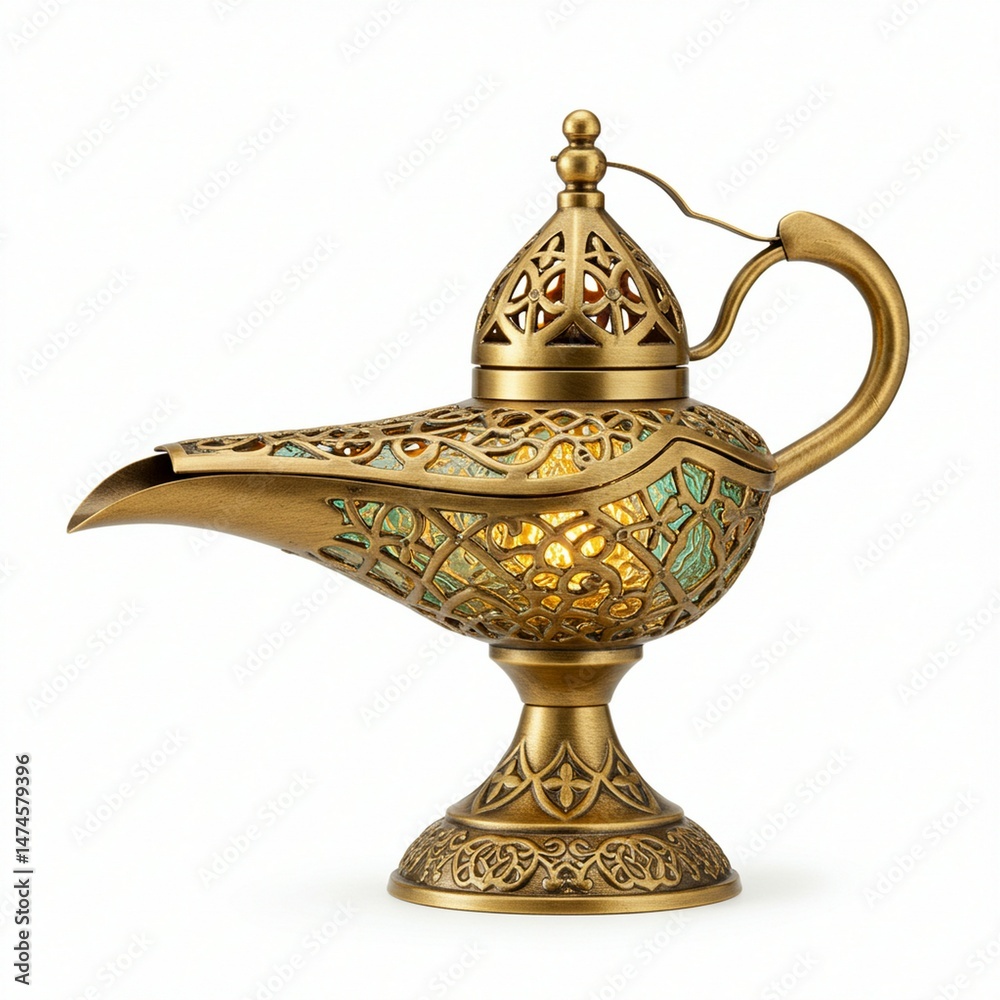 Fototapeta premium Magical genie lamp awaits wishes light up your dreams exotic design
