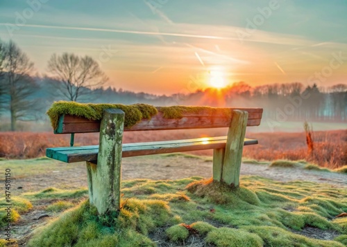 Panoramic Sunrise over Schinkelbos, Amsterdamse Bos - Overgrown Bench