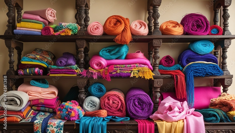 Fototapeta premium colorful threads for sewing in the market, colorful threads for sewing, colorful sewing threads, 