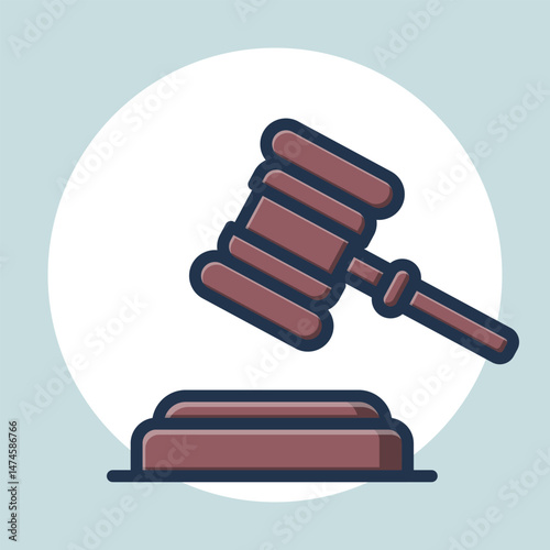 Auctions gavel poised above the block flat design Illustration