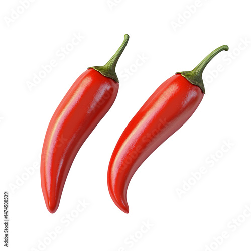 Red Chili Pepper on White Background for Recipes, Hot Sauces and Culinary