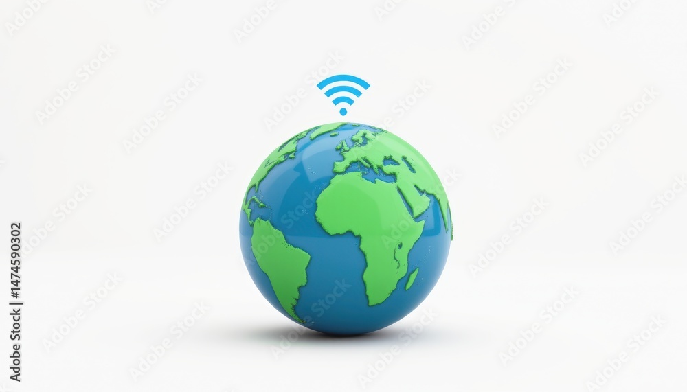 Fototapeta premium Globe with Wi-Fi symbol representing global connectivity.