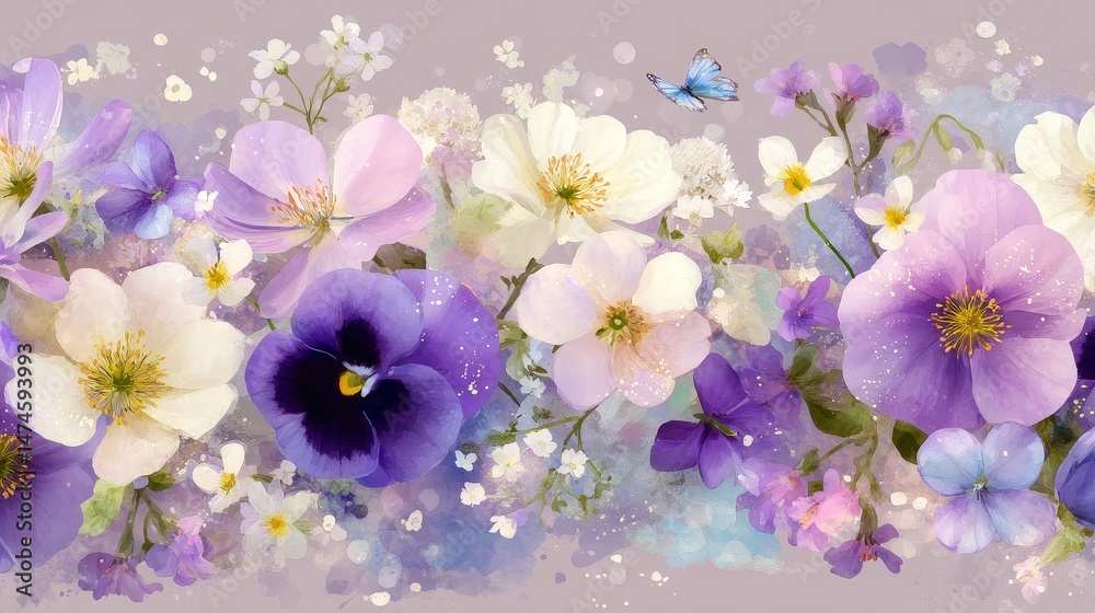 Obraz premium Beautiful Floral Arrangement with Purple and White Flowers on a Soft Background