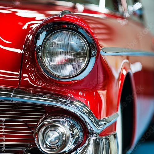 Shiny Red Classic 1950's Retro automobile car