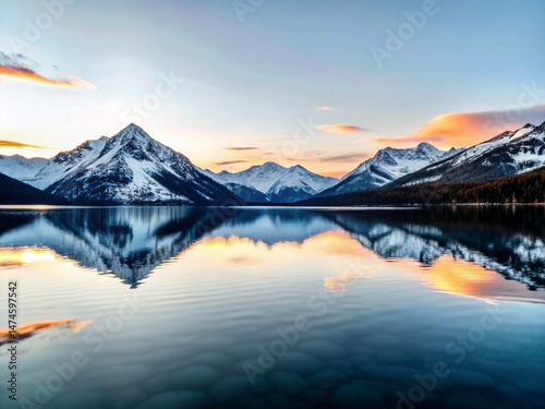 Serene Mountain Reflection: Stunning Lake Landscape for T-Shirt & Poster Design