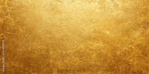 Rough vintage gold foil texture with grunge effect, rich golden metallic surface perfect for antique or decorative graphic backgrounds