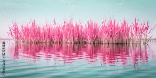 Serene Still Water with Tall Grass Emerging - Nature Photography