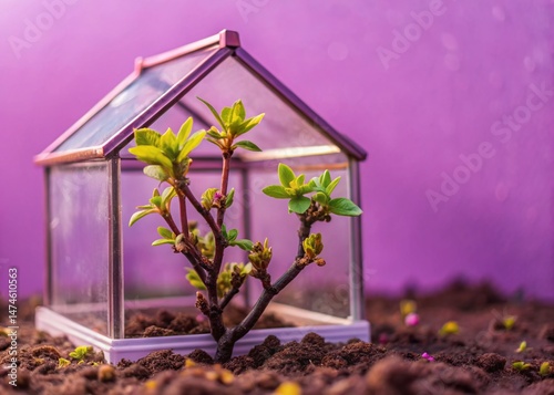 Spring Greenhouse Macro: Tiny Plants Sprouting in Homemade Mini-Greenhouse