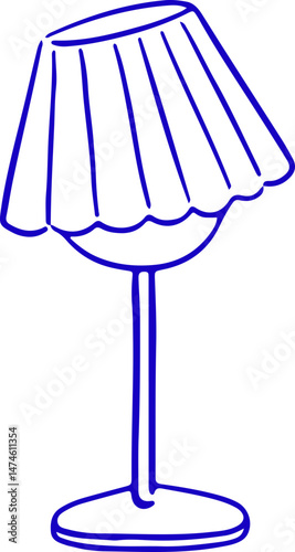 Retro Hand Drawn Table Lamp with Pleated Shade