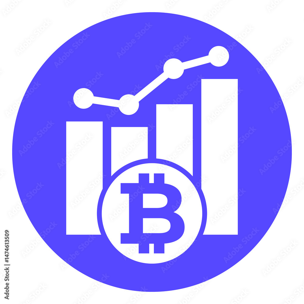 Fototapeta premium bitcoin growing icon with a chart