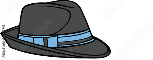 A stylish fedora hat with a brown band
