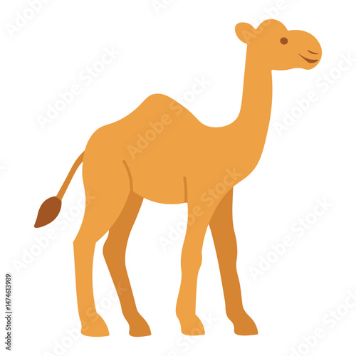 Flat Cartoon Camel Illustration – Cute Desert Animal Vector for Eid al-Adha and Safari Theme