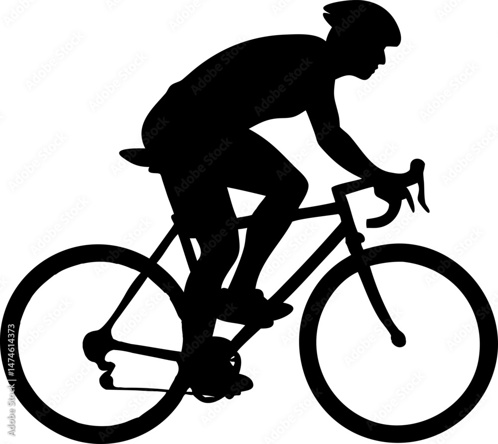 Fototapeta premium cyclist silhouette road bicycle black and white.eps