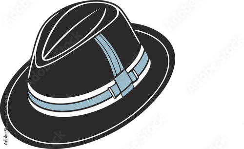 A stylish fedora hat with a brown band
