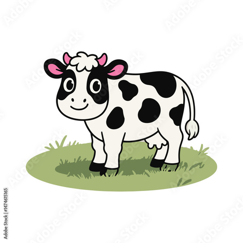 cow with green leaf vector art