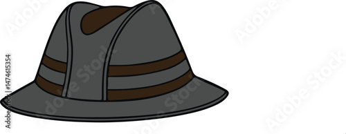 A stylish fedora hat with a brown band
