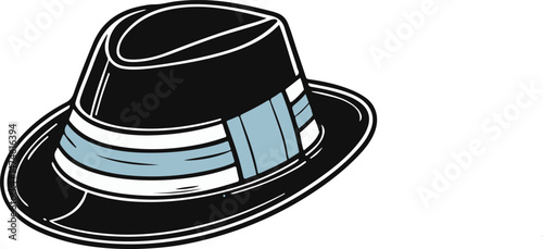 A stylish fedora hat with a brown band
