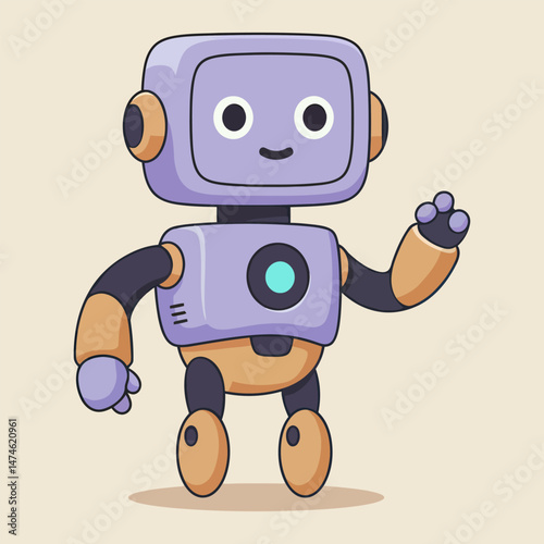 Adorable Cartoon Robot Illustration Friendly AI Character Design