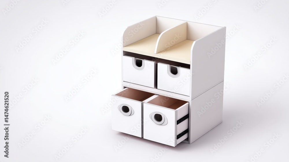 Obraz premium Modern Minimalist Storage Unit with Drawers for Organizing Home Office or Living Spaces
