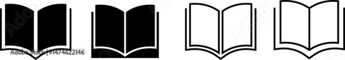 Open book icon set. read mode sign. Education Learning icons. Textbook symbol. journal literature business signs
