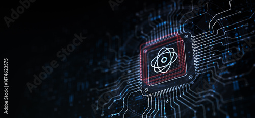 Quantum Computing Revolutionizing Information Processing Illustrated on a Processor Touched by a Human Hand.