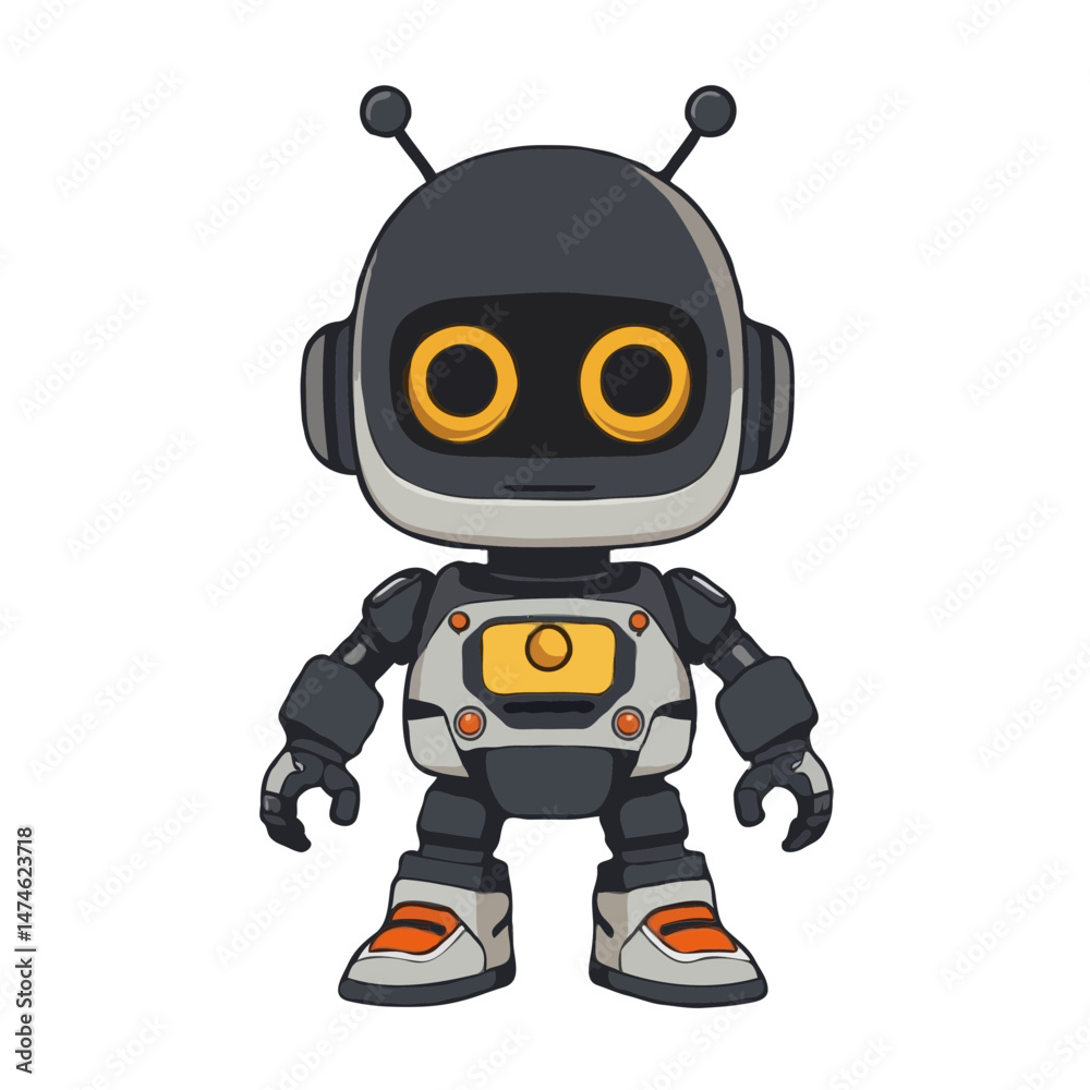 Funny 3d cartoon robot character waving hello Funny 3d cartoon robot character waving hello
